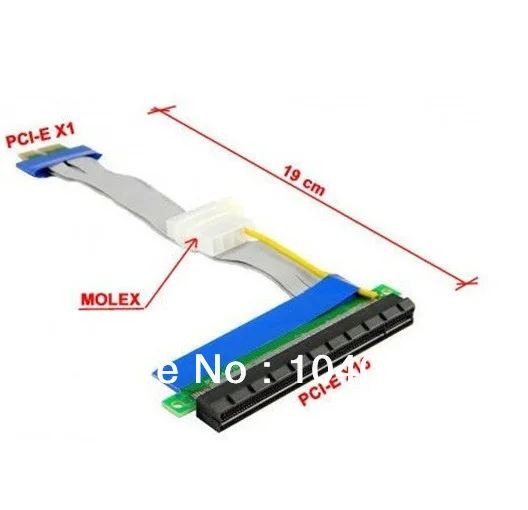 2 шт./лот PCI-E Express от 1X до X16 Riser Card Гибкий ленточный удлинитель с кабелем питания molex для биткойн-майнера