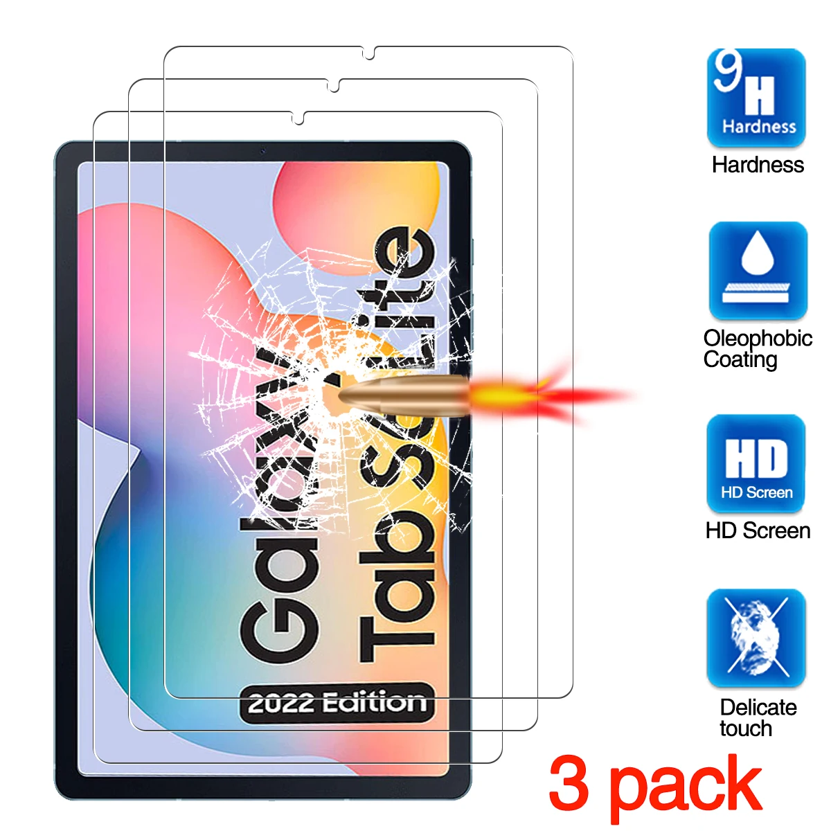 3 шт. Закаленное стекло для Samsung Galaxy Tab S6 Lite (2022) SM-P613, SM-P619 10,4 