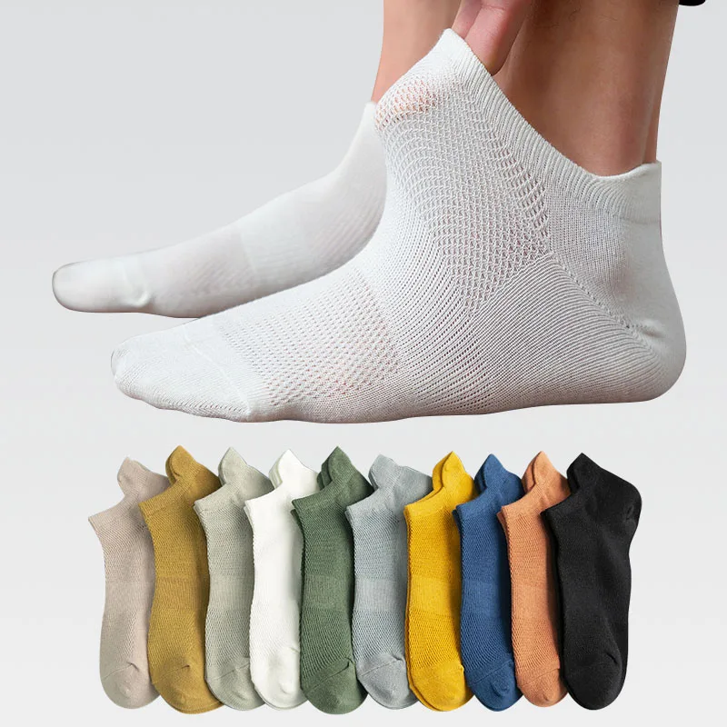 5 пар Хлопчатобумажных Мужских коротких носков, Модные дышащие мужские носки до щиколотки, удобные однотонные повседневные носки, мужская уличная мода