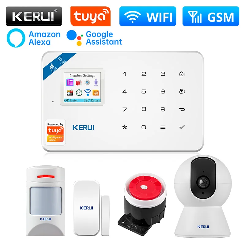 KERUI W181 Сигнализация Центральный Блок WIFI GSM Сигнализация Tuya Умный Беспроводной Дверной Датчик Защита от Взлома Поддержка Alexa и Google APP Control