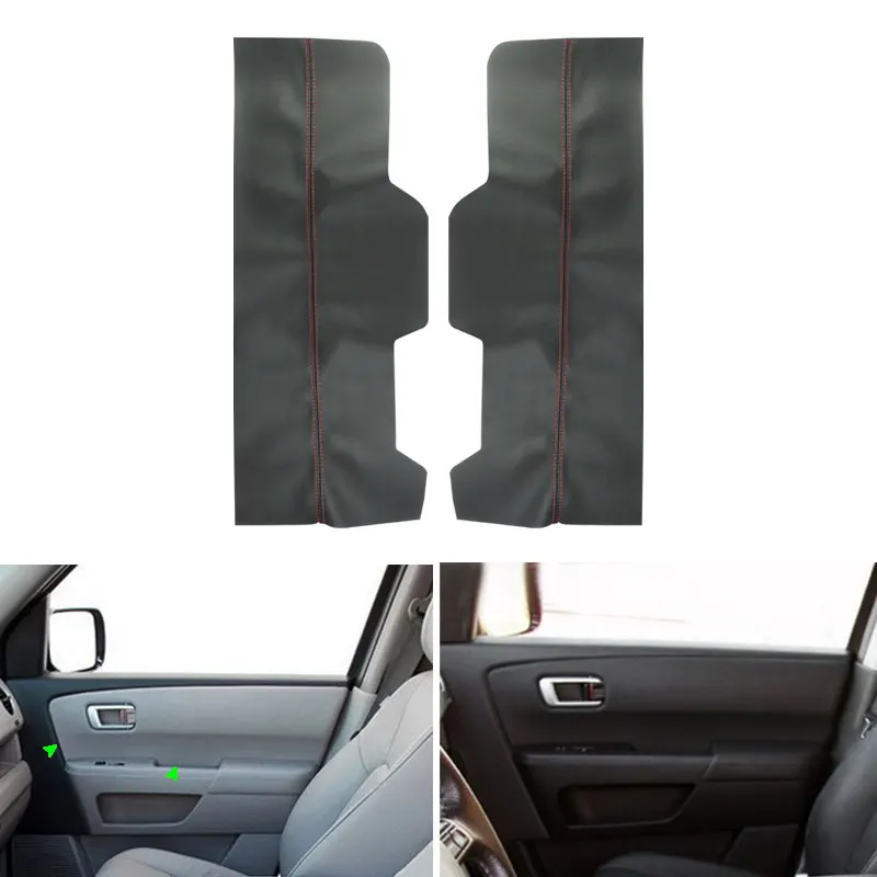Автомобильная накладка на подлокотник передней двери из микрофибры Для Honda Pilot 2009 2010 2011 2012 2013 2014 2015 2x Черно-красная линия