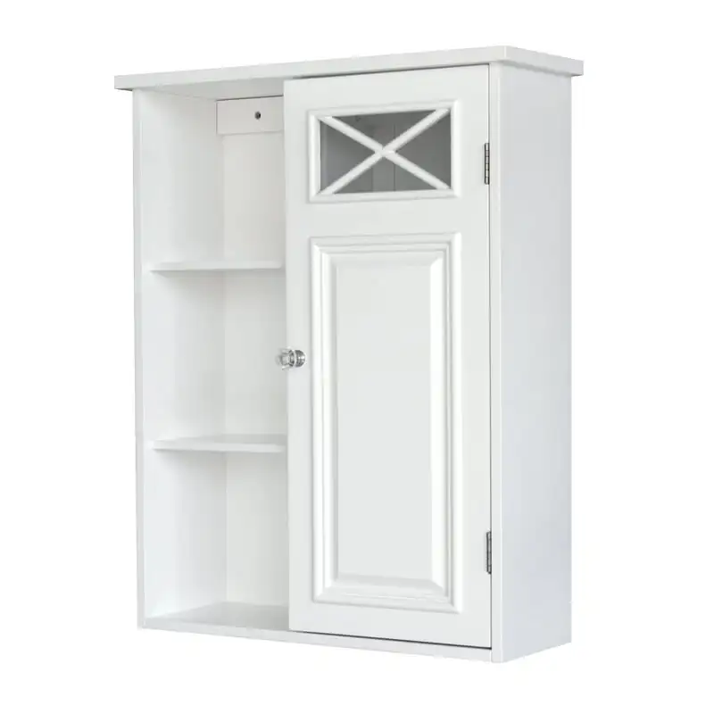 Деревянный настенный шкаф с поперечным формованием, белый