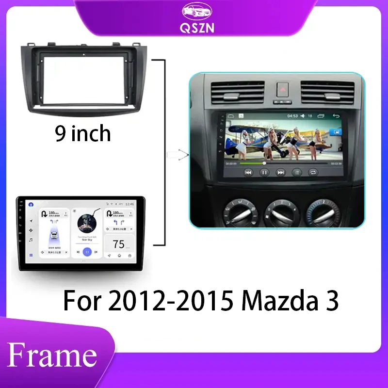 Для 2012-2015 Mazda 3, Автомобильная радиоприемная панель для MAZDA, 9-дюймовая рамка, Аудиоустановка, Комплект приборной панели, стереокадр 2din