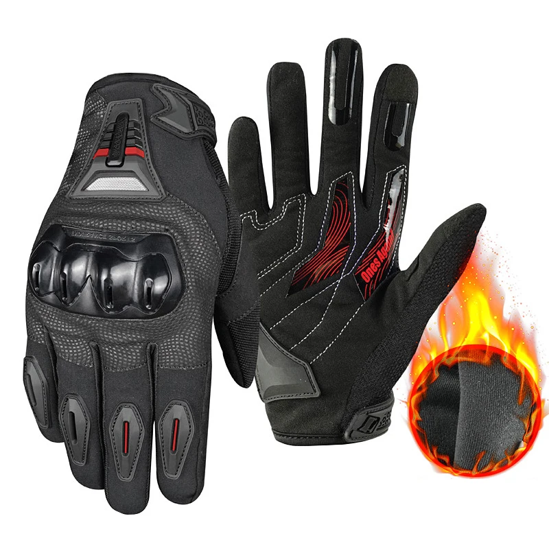 Мотоциклетные перчатки с сенсорным экраном, мужские зимние водонепроницаемые нескользящие перчатки на весь палец, дышащие перчатки для мото-езды из углеродного волокна