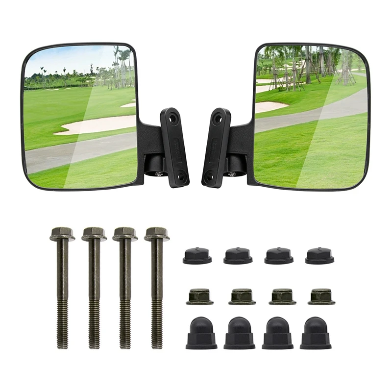Складные зеркала бокового обзора для гольф-кара, не требующие сверления, Совместимы с клубными автомобилями, EZGO, Yamaha, Star, Боковыми зеркалами для тележек